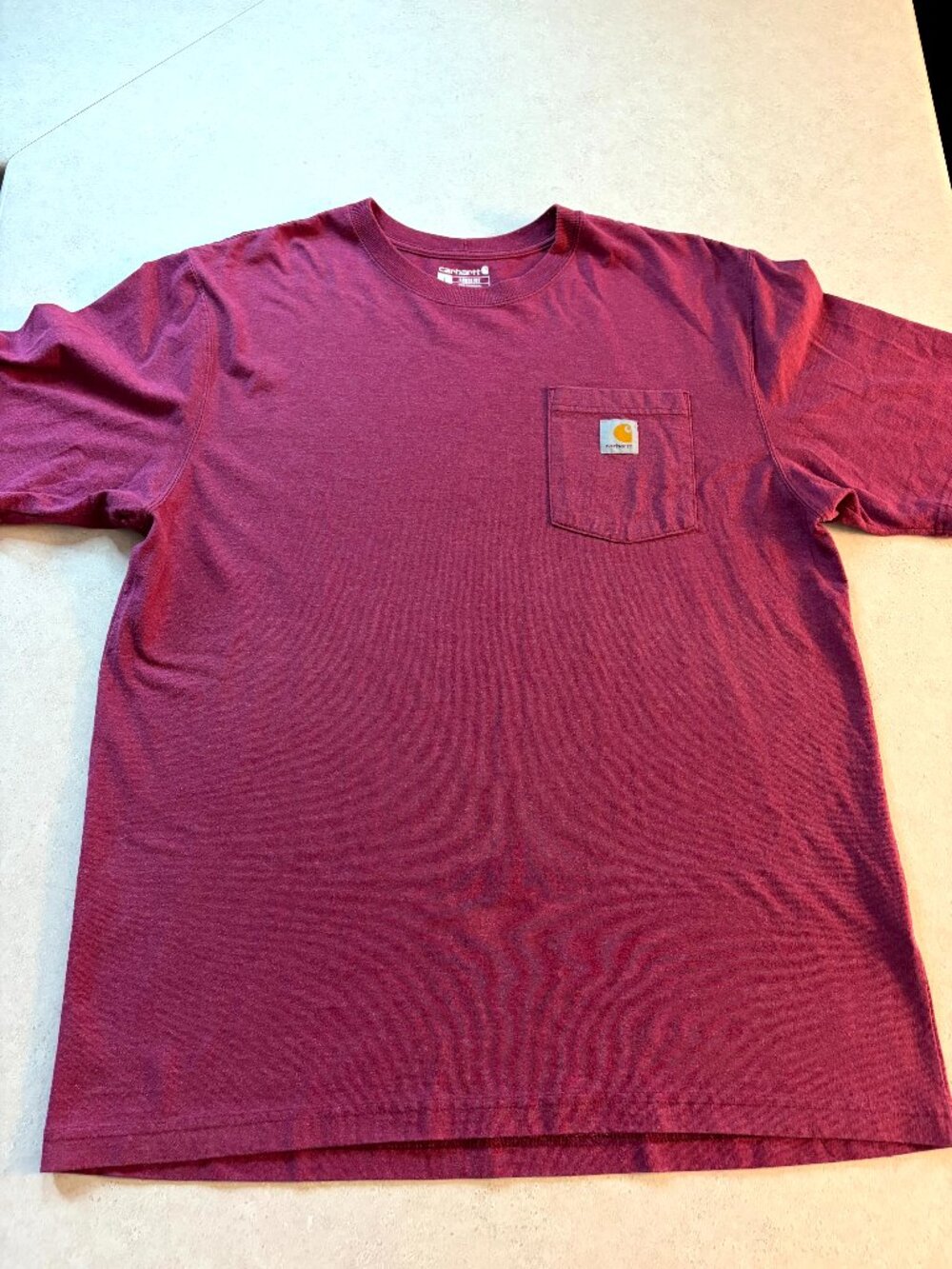 Carhartt Men's Burgundy Loose Fit Heavyweight Pocket T Size L Regular